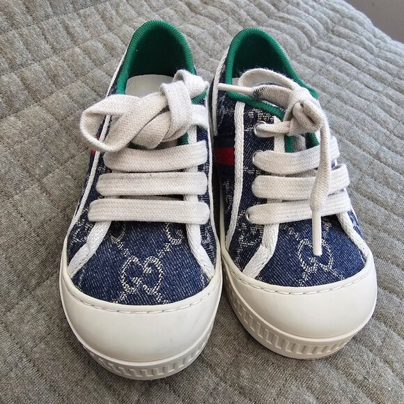 Gucci Tennis 1977 Blue Ivory sneakers toddler size 23 - Picture 1 of 3